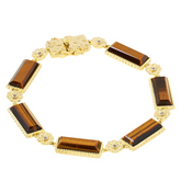 Rarities Sterling Silver Goldclad Tiger's Eye Station Bracelet, 7"